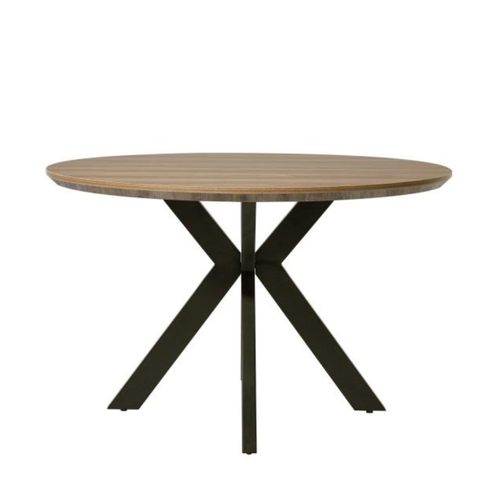 Oriel Round Dining Table 120cm - Black Metal Frame - Oak Sonoma Fast shipping On sale