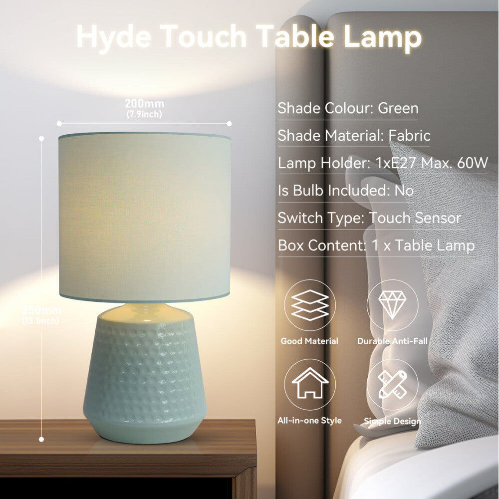Osso Classic Touch Metal Table Lamp Light Fabric Shade - Green Fast shipping On sale