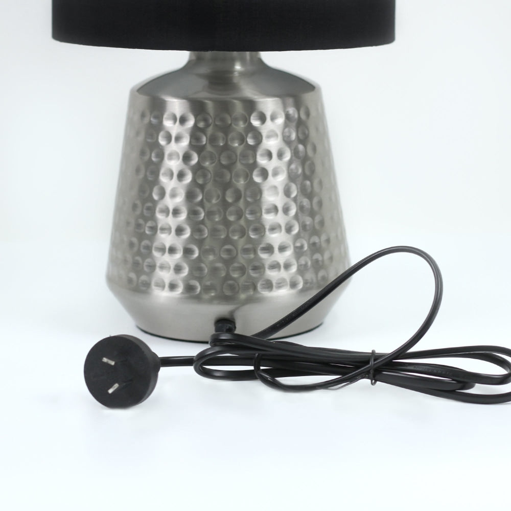 Osso Classic Touch Metal Table Lamp Light Fabric Shade - Satin Nickel and Black Fast shipping On sale