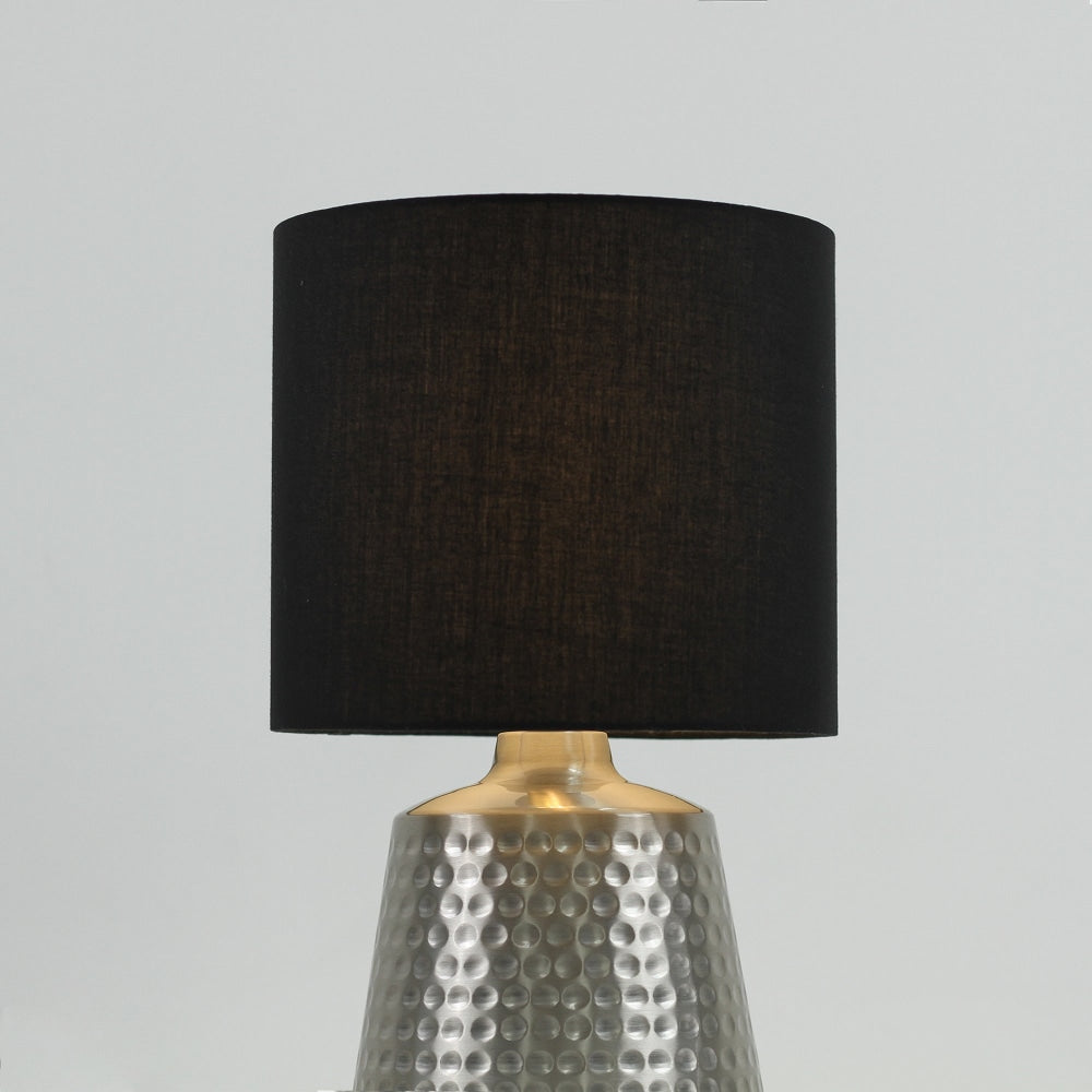 Osso Classic Touch Metal Table Lamp Light Fabric Shade - Satin Nickel and Black Fast shipping On sale