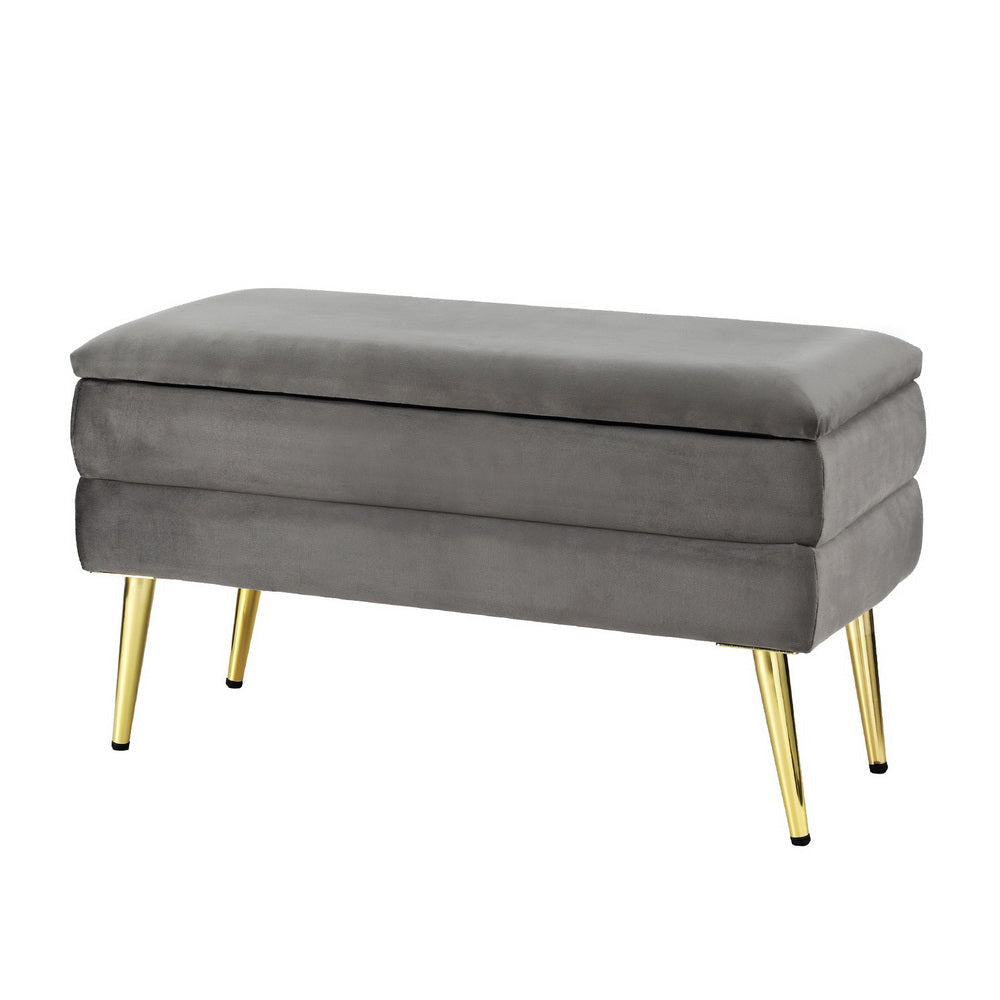 Ottoman Storage Foot Stool Velvet Grey Fast shipping On sale