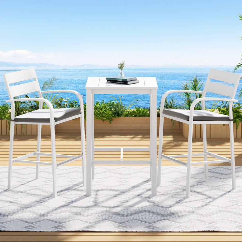 Outdoor Bar Set Stools 3-Piece Dining Chairs Table Patio Aluminium Bistro Sets Fast shipping On sale