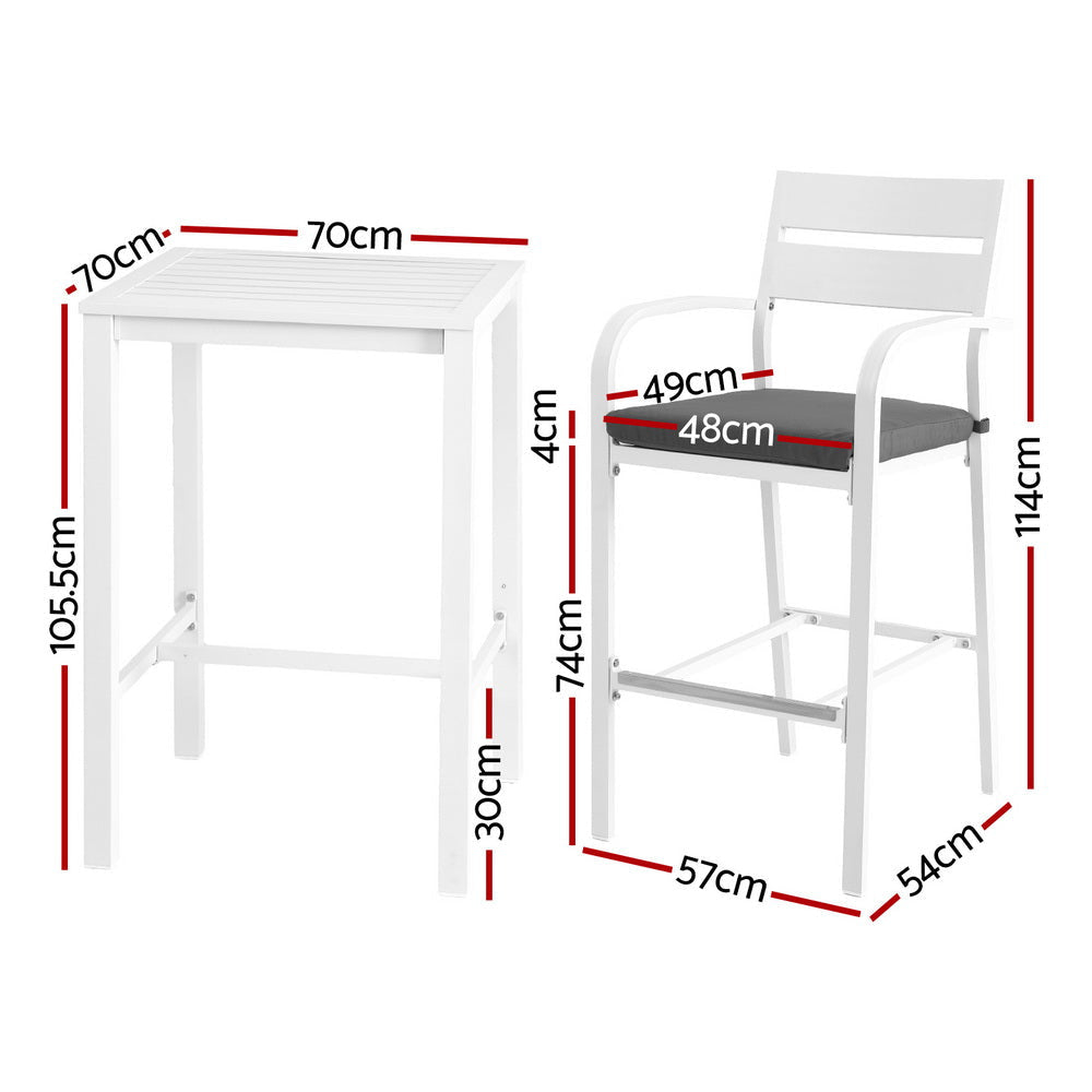 Outdoor Bar Set Stools 3-Piece Dining Chairs Table Patio Aluminium Bistro Sets Fast shipping On sale