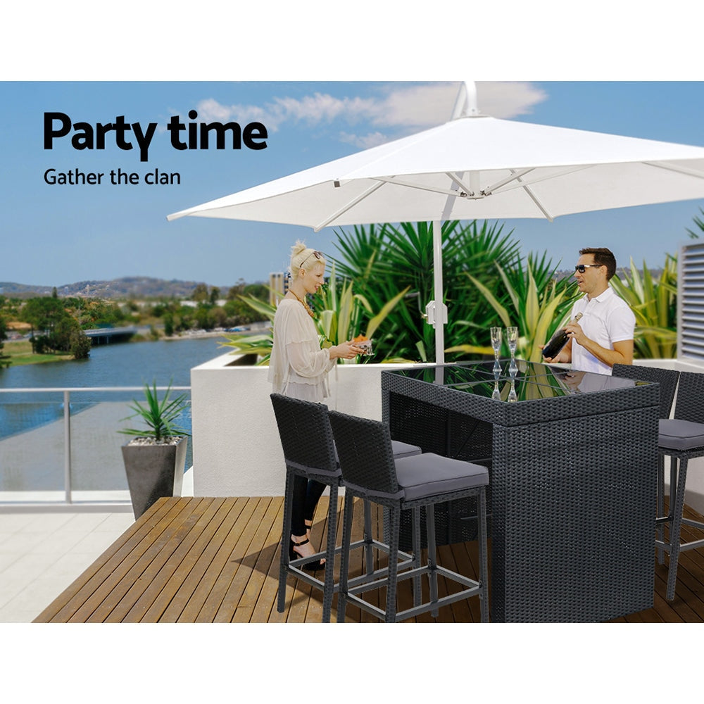 Outdoor Bar Set Table Chairs Stools Rattan Patio Furniture 4 Seaters Sets Fast shipping On sale