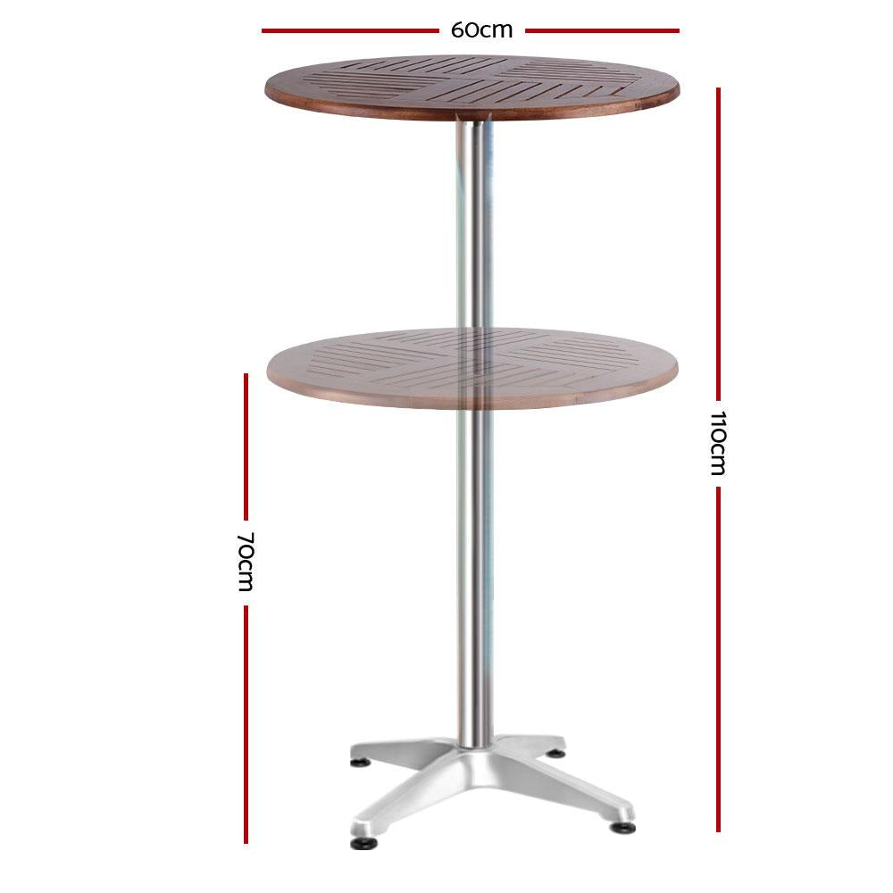 Outdoor Bar Table Furniture Wooden Cafe Aluminium Adjustable Round Gardeon Fast shipping On sale
