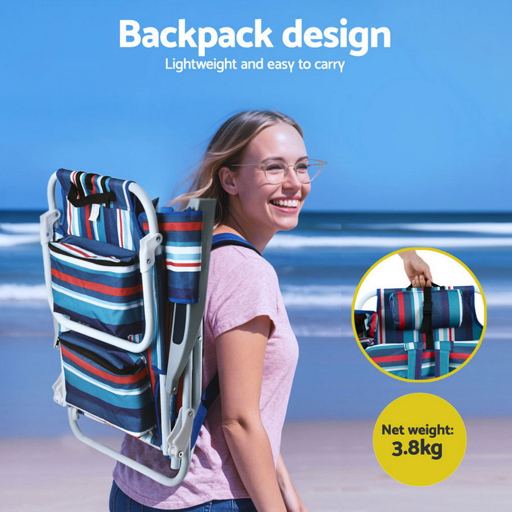 Outdoor Chairs Beach Chair Backpack Cooler Storage Lightweight Fishing Blue Furniture Fast shipping On sale