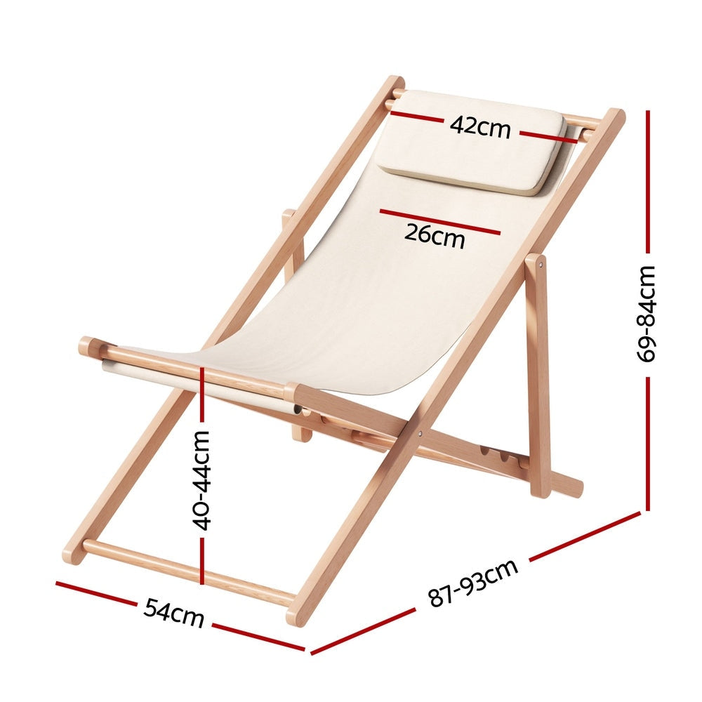 Outdoor Chairs Sun Lounge Deck Beach Chair Folding Wooden Patio Furniture Beige Fast shipping On sale