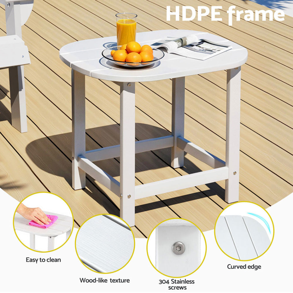 Outdoor Coffee Side Table HDPE Desk Patio Furniture Camping Garden White Fast shipping On sale