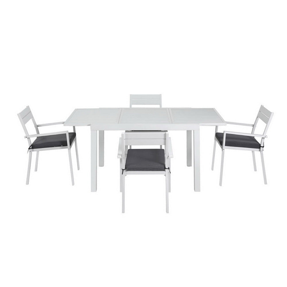 Outdoor Dining Set 5 Piece Aluminum Extendable Table Setting White Sets Fast shipping On sale