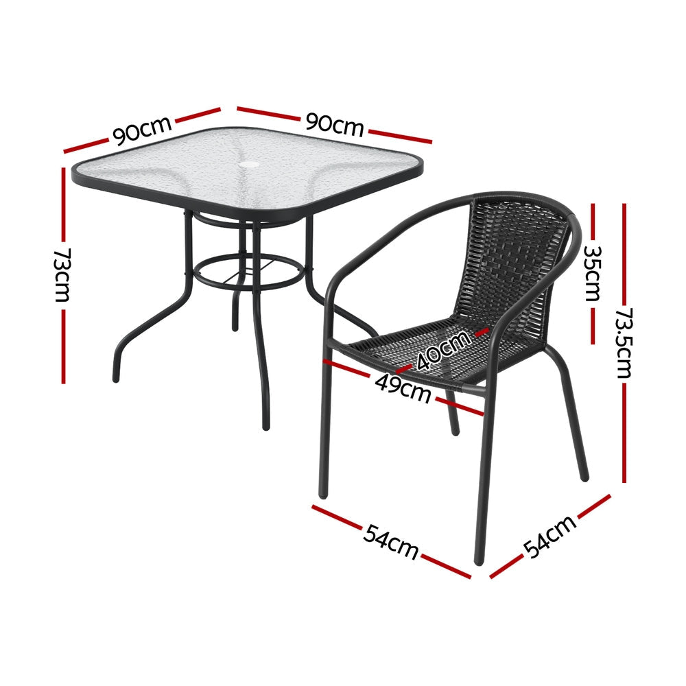 Outdoor Dining Set 5 Piece Steel Stackable Chairs Table Patio Furniture Sets Fast shipping On sale