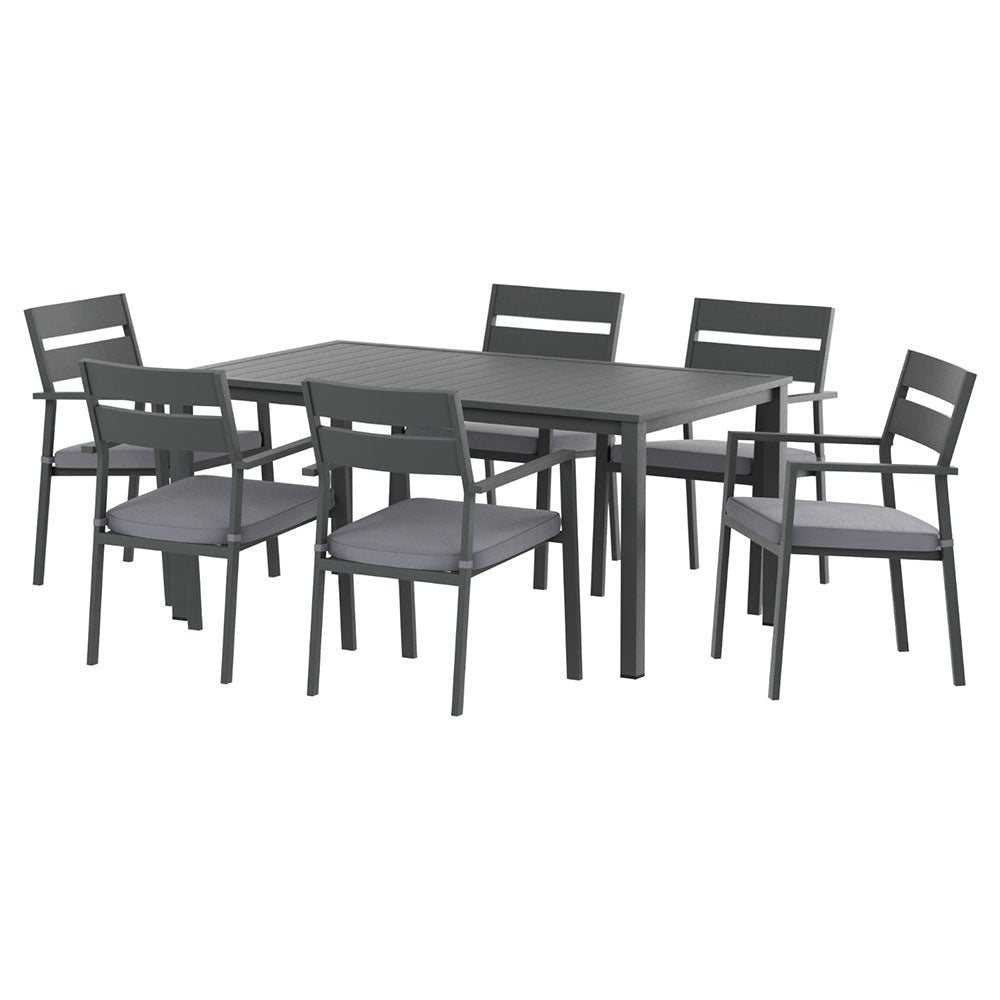 Outdoor Dining Set 7 Piece Aluminum Table Chairs Setting Black Sets Fast shipping On sale