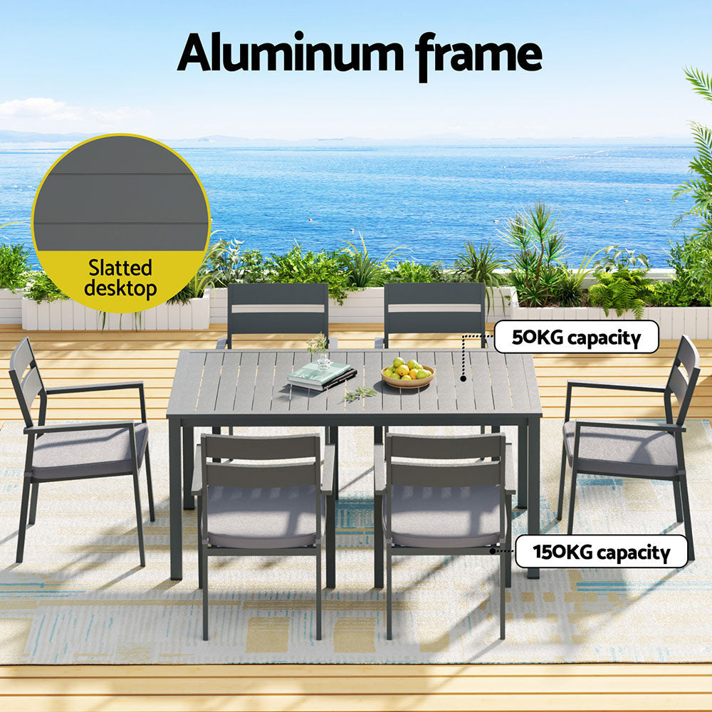 Outdoor Dining Set 7 Piece Aluminum Table Chairs Setting Black Sets Fast shipping On sale