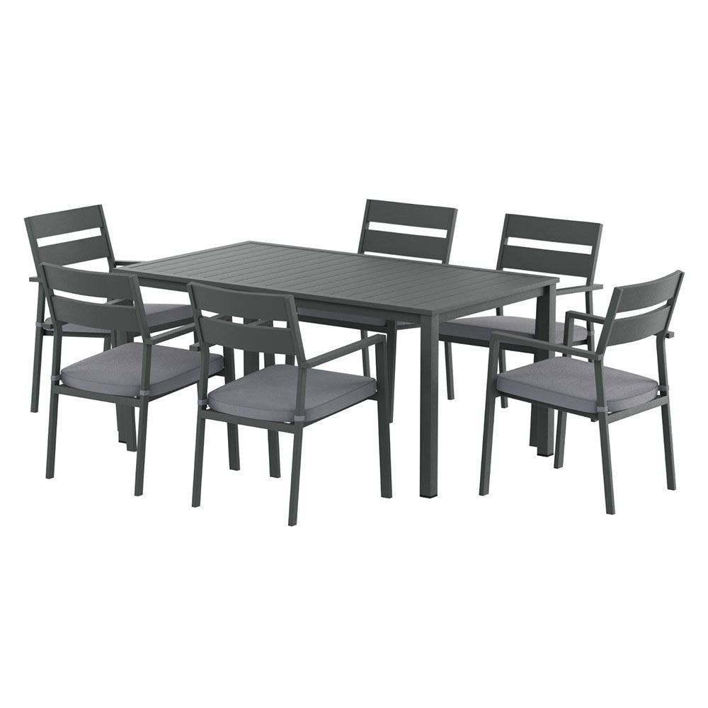 Outdoor Dining Set 7 Piece Aluminum Table Chairs Setting Black Sets Fast shipping On sale