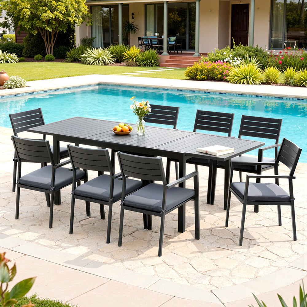 Outdoor Dining Set 9PCS Aluminum Extendable Table Chairs Patio Furniture Sets Fast shipping On sale