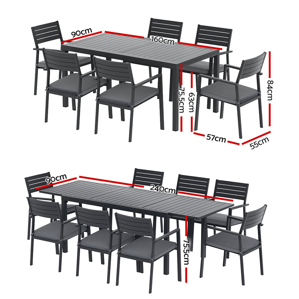 Outdoor Dining Set 9PCS Aluminum Extendable Table Chairs Patio Furniture Sets Fast shipping On sale