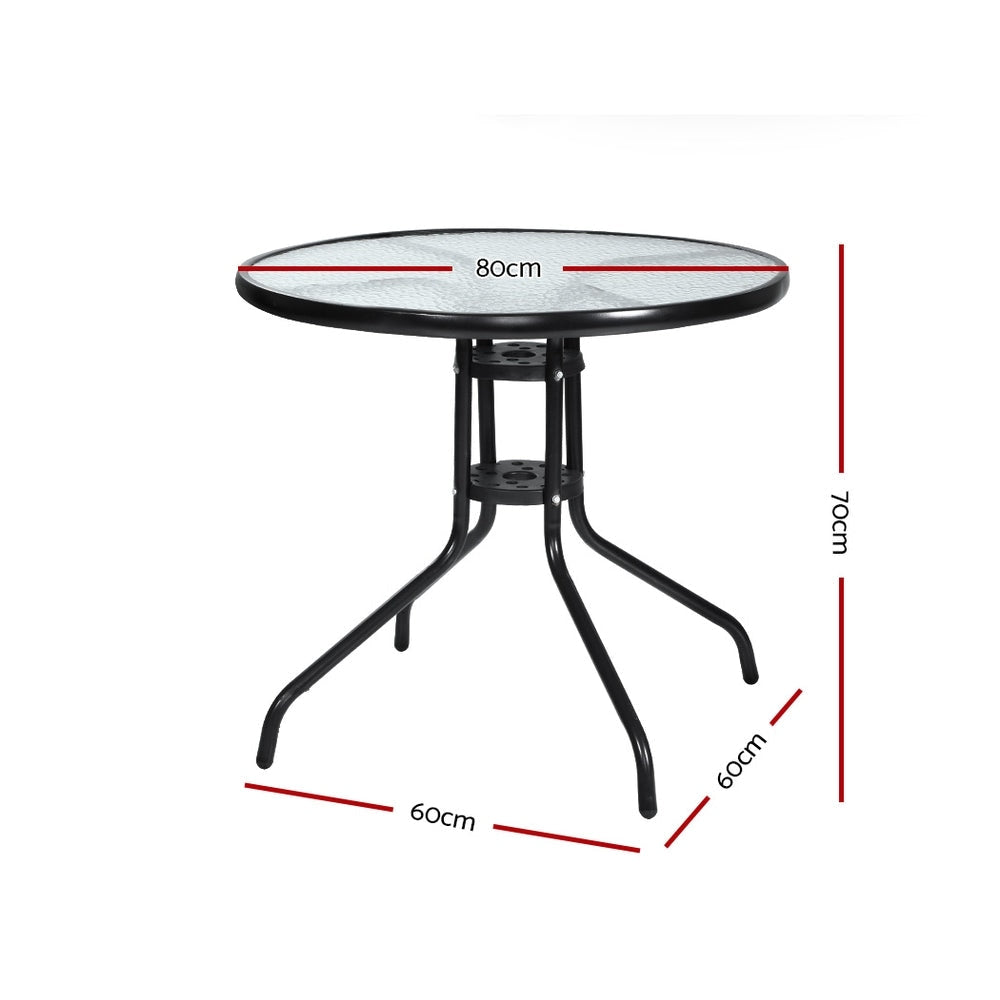Outdoor Dining Table Bar Setting Steel Glass 70CM Furniture Fast shipping On sale