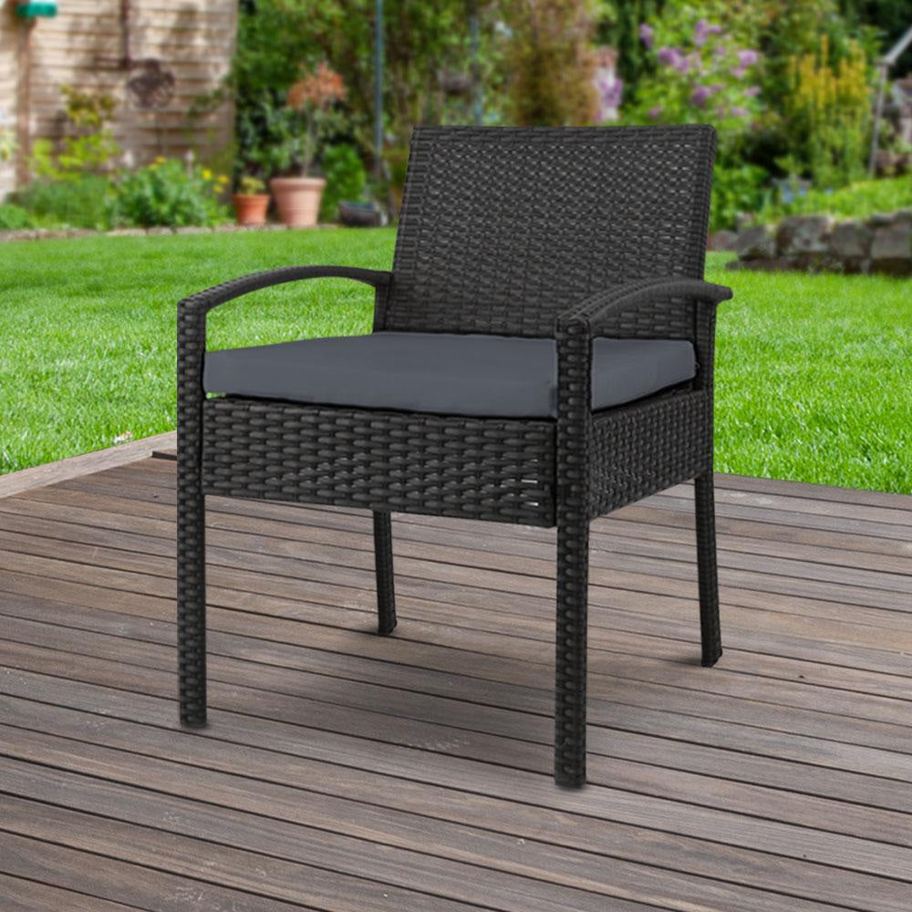 Outdoor Furniture Bistro Wicker Chair Black Fast shipping On sale