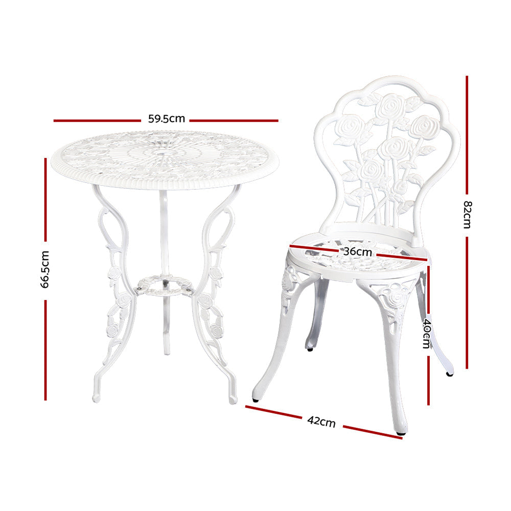 Outdoor Furniture Chairs Table 3pc Aluminium Bistro White Sets Fast shipping On sale