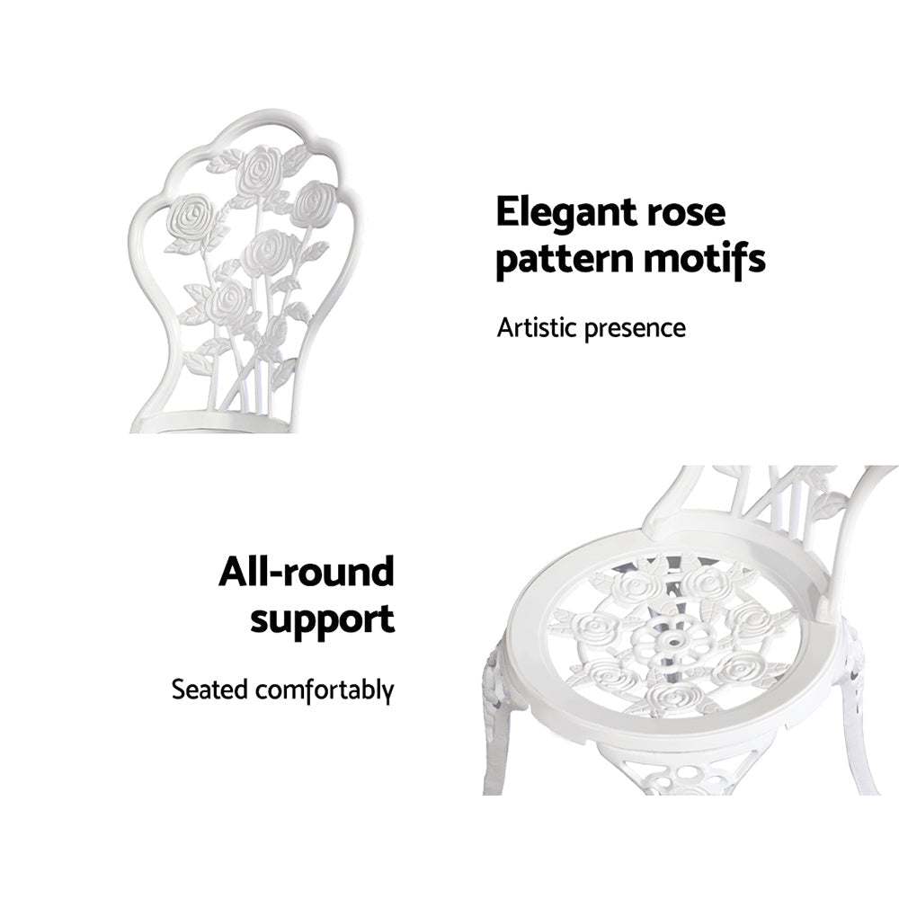 Outdoor Furniture Chairs Table 3pc Aluminium Bistro White Sets Fast shipping On sale