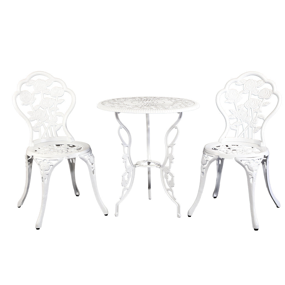 Outdoor Furniture Chairs Table 3pc Aluminium Bistro White Sets Fast shipping On sale