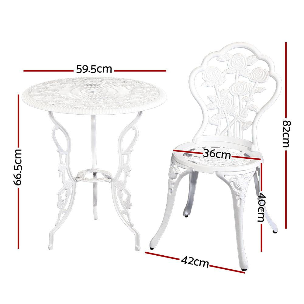Outdoor Furniture Chairs Table 3pc Aluminium Bistro White Sets Fast shipping On sale