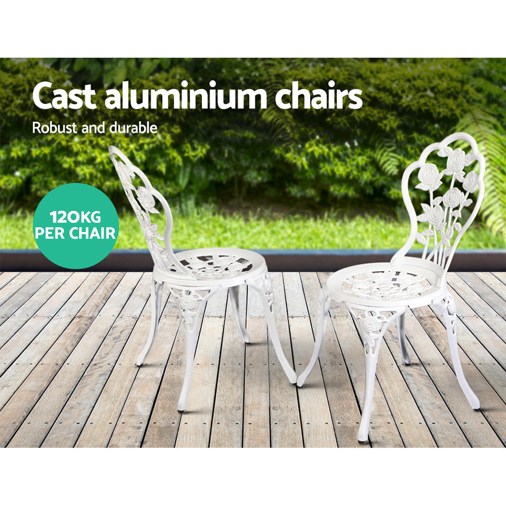 Outdoor Furniture Chairs Table 3pc Aluminium Bistro White Sets Fast shipping On sale