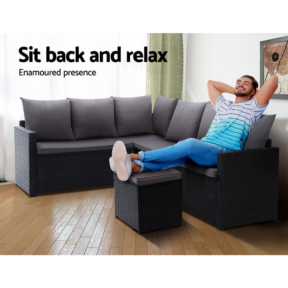 Outdoor Furniture Dining Setting Sofa Set Lounge Wicker 9 Seater Black Sets Fast shipping On sale