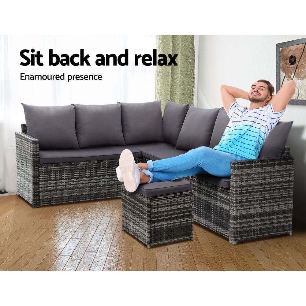 Outdoor Furniture Dining Setting Sofa Set Lounge Wicker 9 Seater Mixed Grey Sets Fast shipping On sale