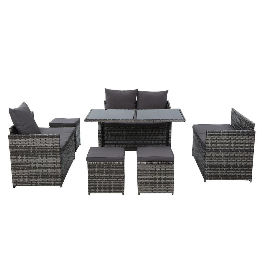 Outdoor Furniture Dining Setting Sofa Set Lounge Wicker 9 Seater Mixed Grey Sets Fast shipping On sale