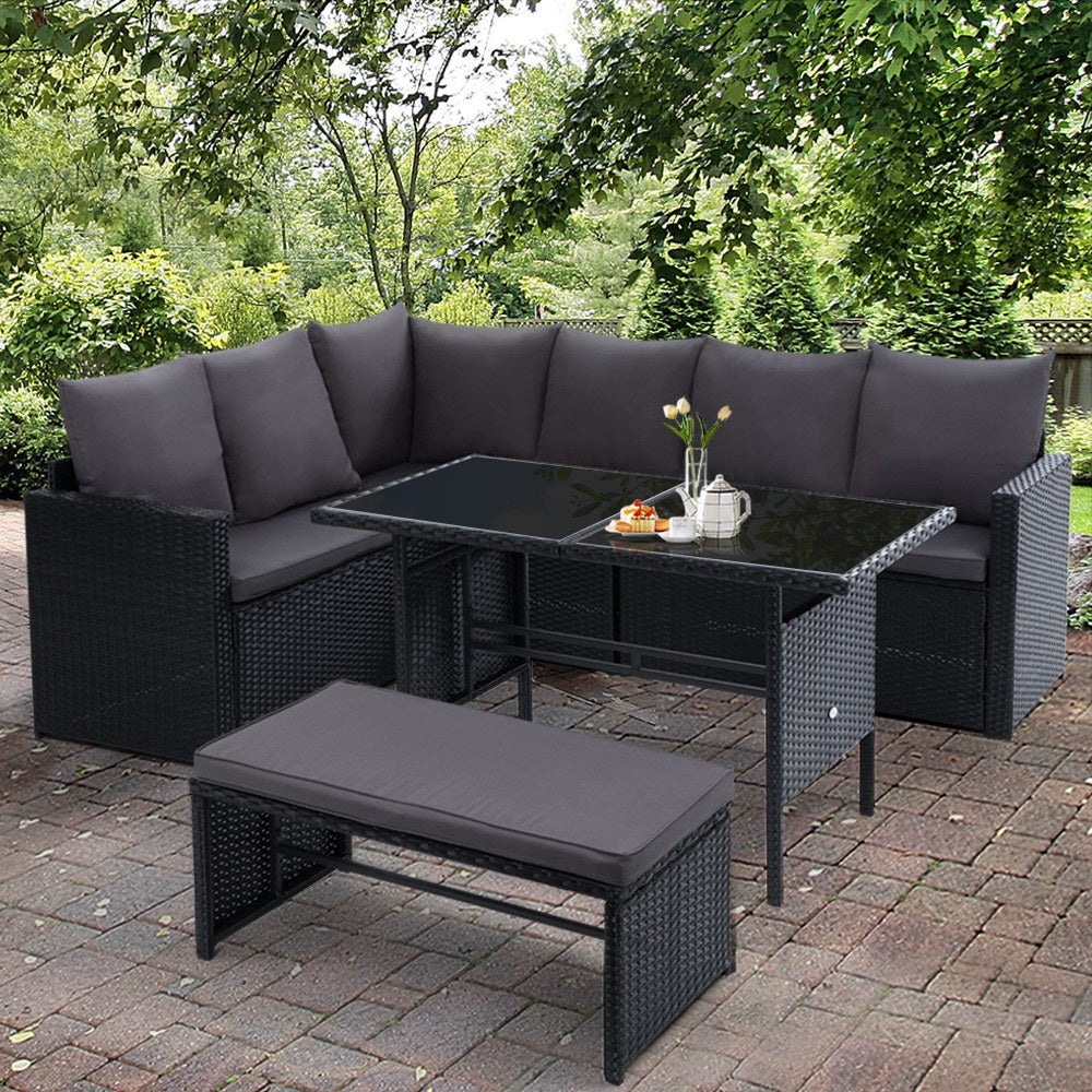 Outdoor Furniture Dining Setting Sofa Set Wicker 8 Seater Storage Cover Black Sets Fast shipping On sale