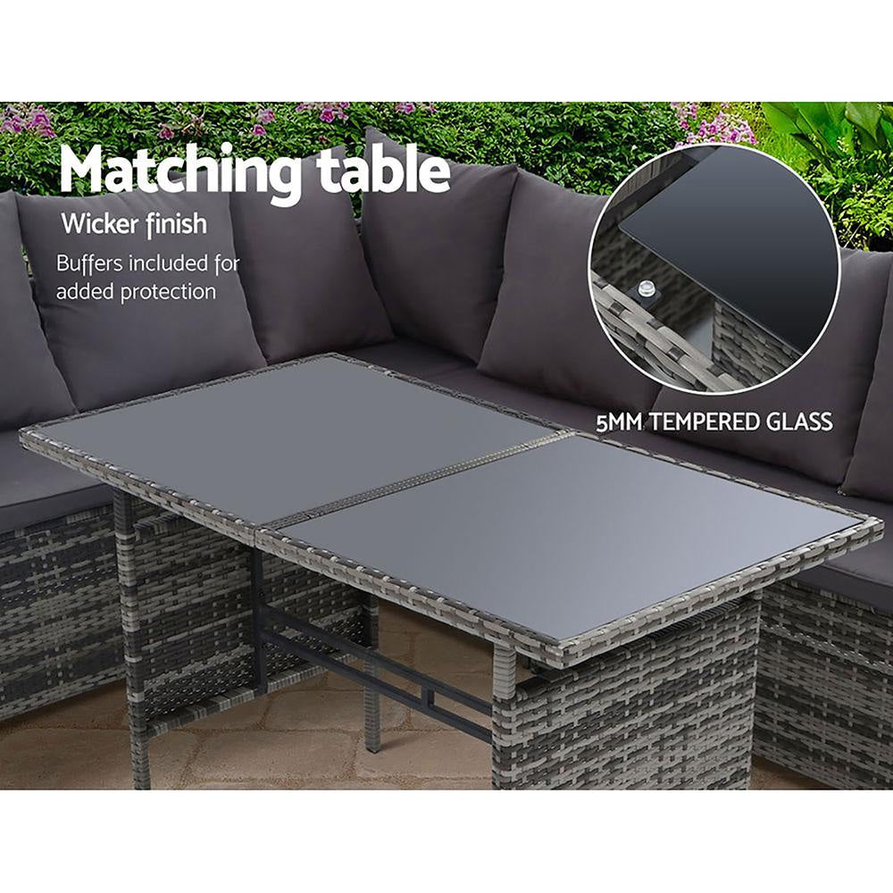 Outdoor Furniture Dining Setting Sofa Set Wicker 9 Seater Storage Cover Mixed Grey Sets Fast shipping On sale