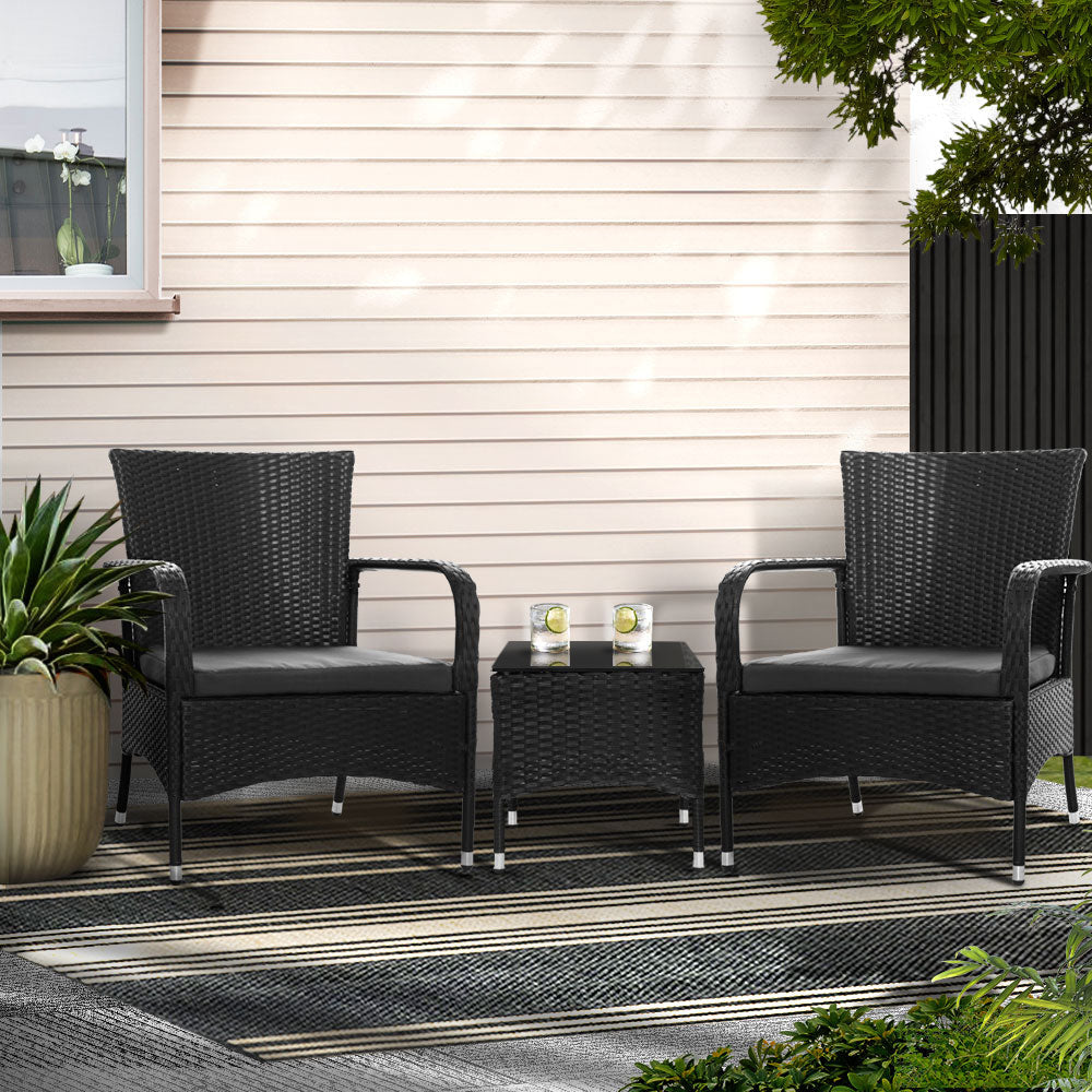 Outdoor Furniture Patio Set Wicker Conversation Chairs Table 3PCS Sets Fast shipping On sale