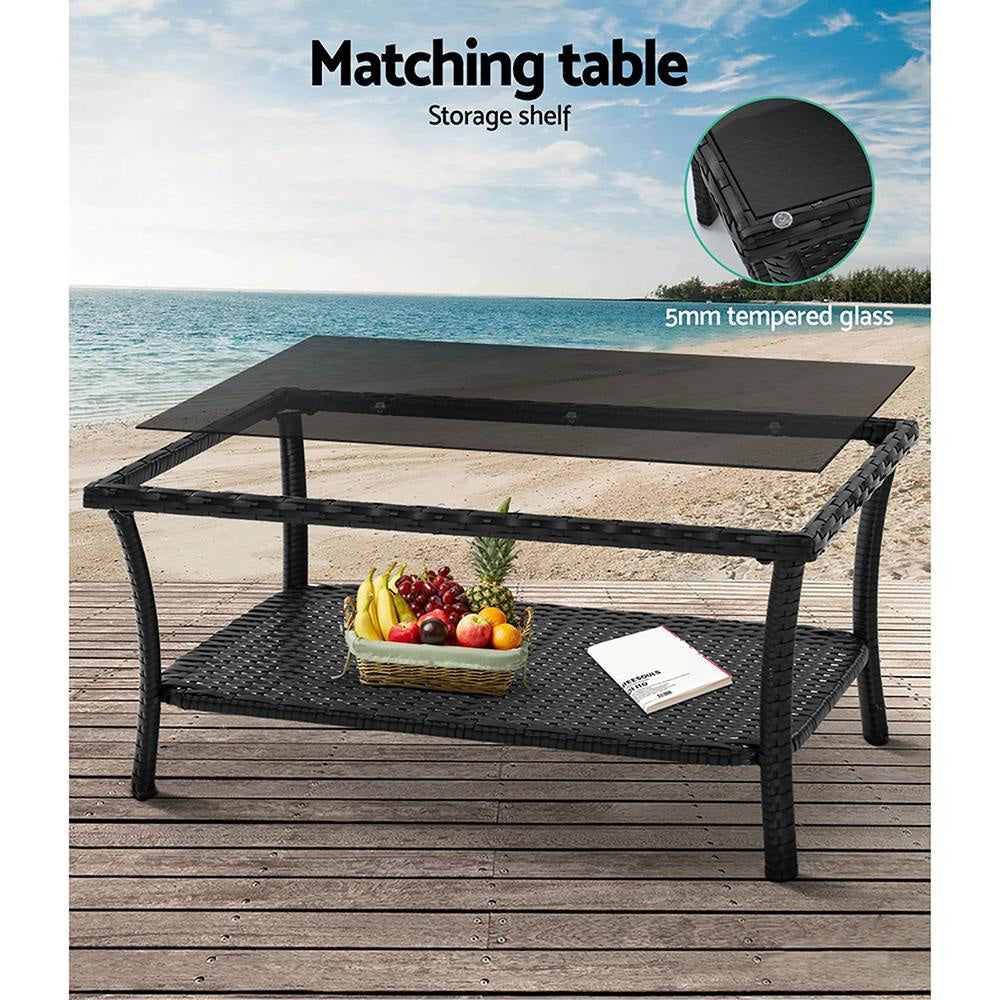 Outdoor Furniture Set Wicker Cushion 4pc Black Sets Fast shipping On sale