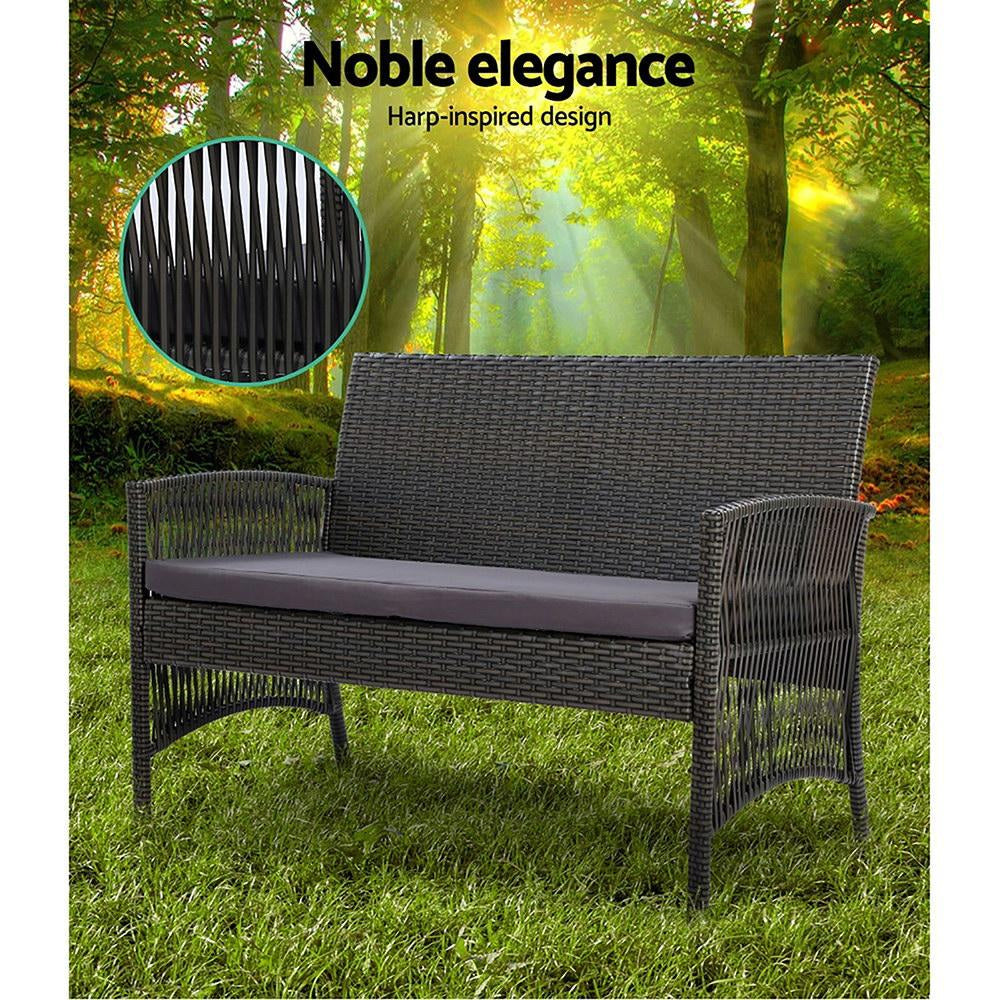 Outdoor Furniture Set Wicker Cushion 4pc Dark Grey Sets Fast shipping On sale