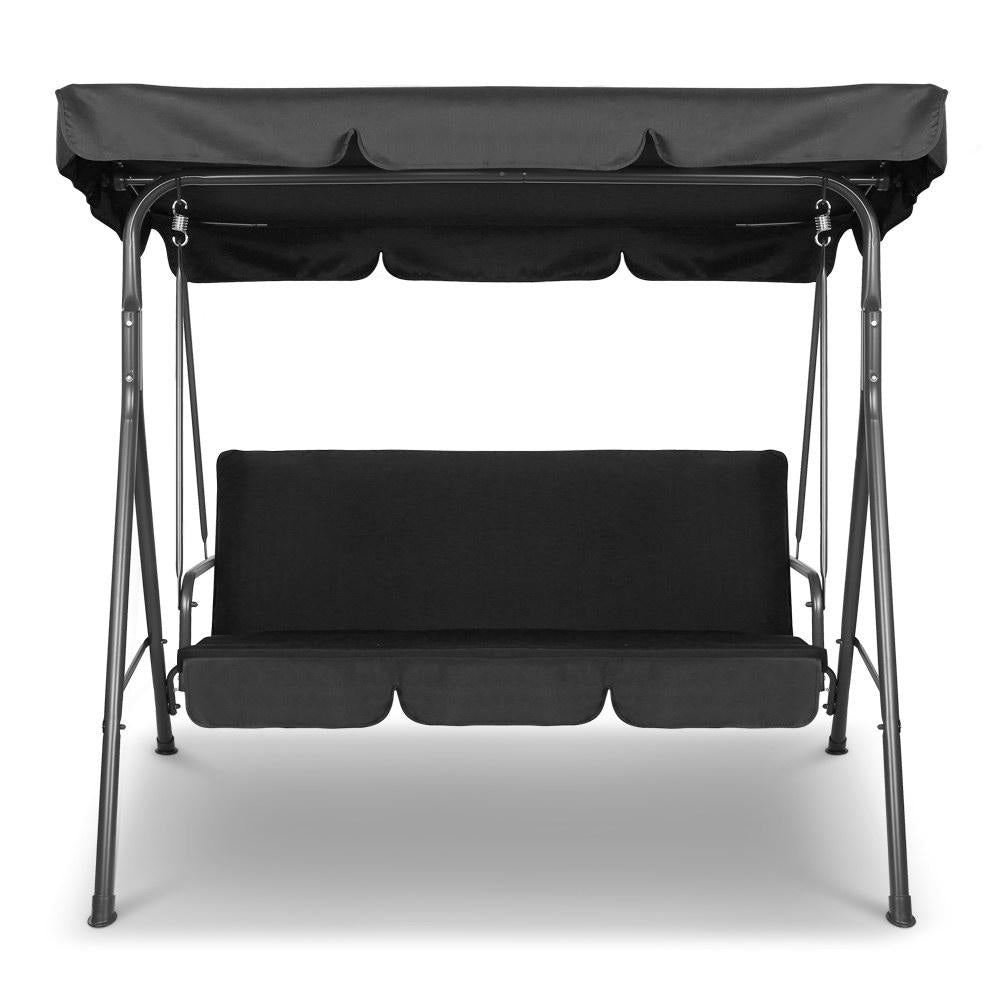 Outdoor Furniture Swing Chair Hammock 3 Seater Bench Seat Canopy Black Fast shipping On sale