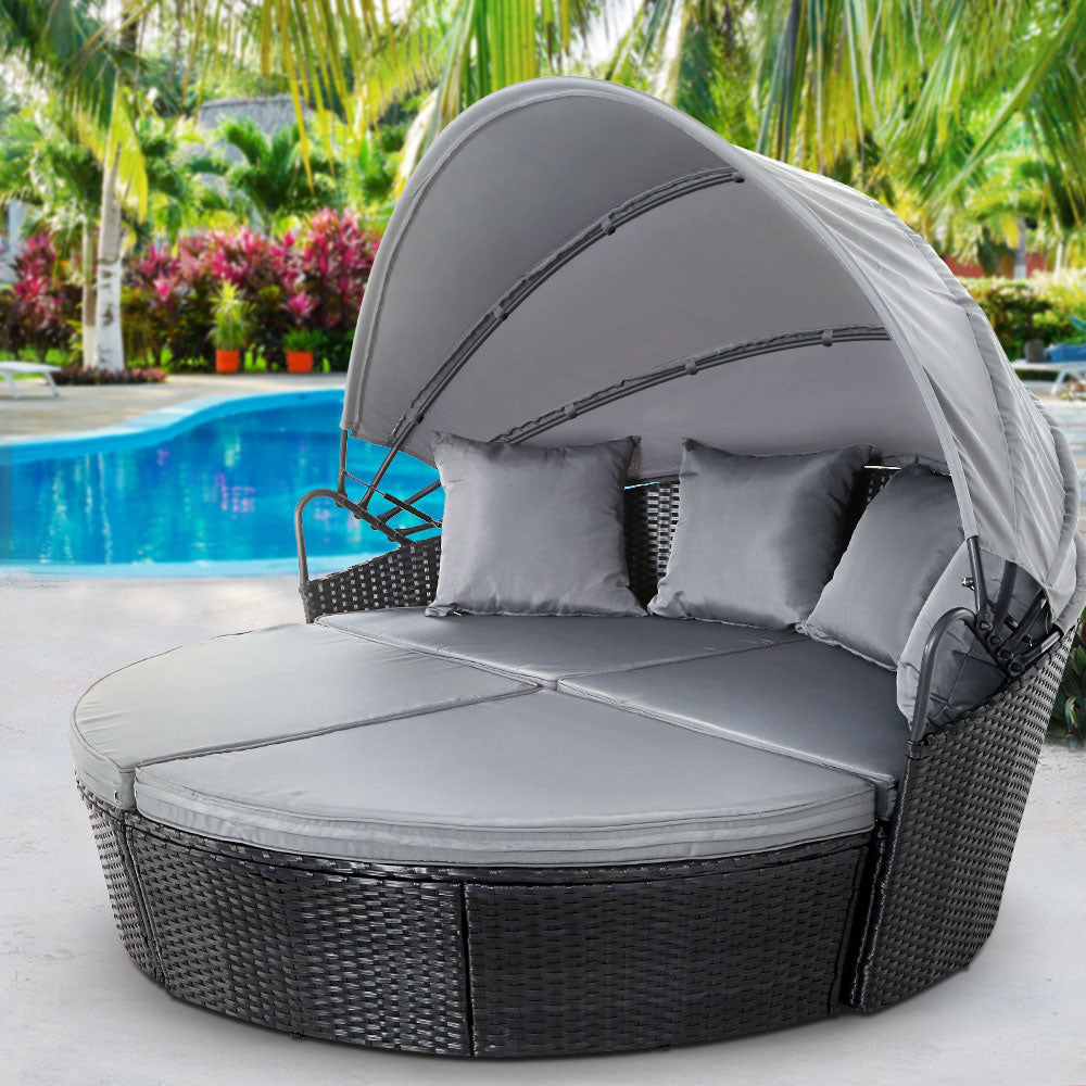 Outdoor Lounge Setting Patio Furniture Sofa Wicker Garden Rattan Set Day Bed Black Sets Fast shipping On sale