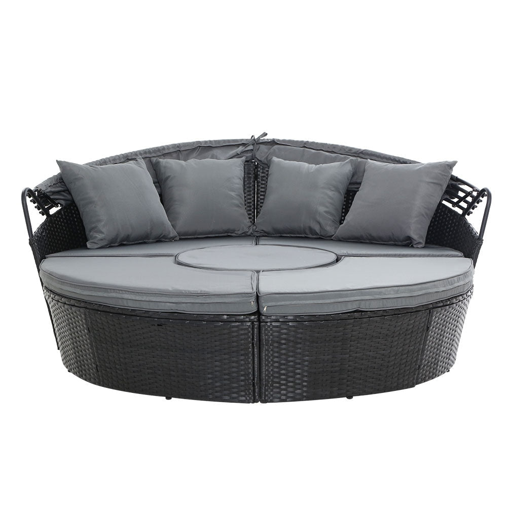 Outdoor Lounge Setting Sofa Patio Furniture Wicker Garden Rattan Set Day Bed Black Sets Fast shipping On sale