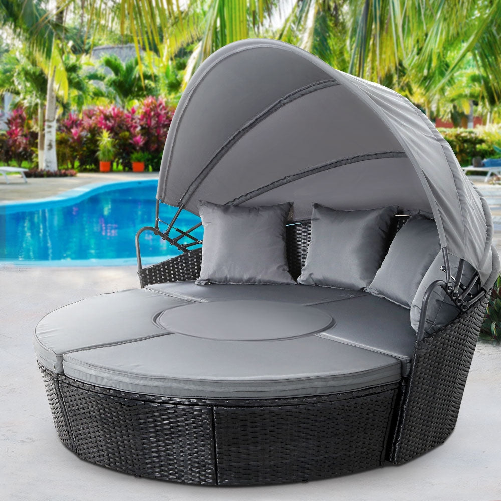 Outdoor Lounge Setting Sofa Patio Furniture Wicker Garden Rattan Set Day Bed Black Sets Fast shipping On sale