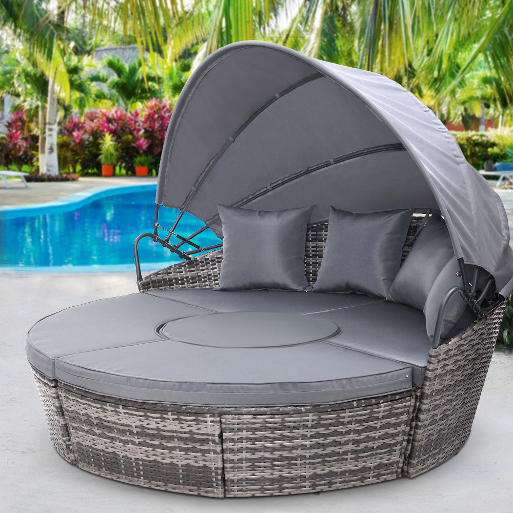 Outdoor Lounge Setting Sofa Patio Furniture Wicker Garden Rattan Set Day Bed Grey Sets Fast shipping On sale