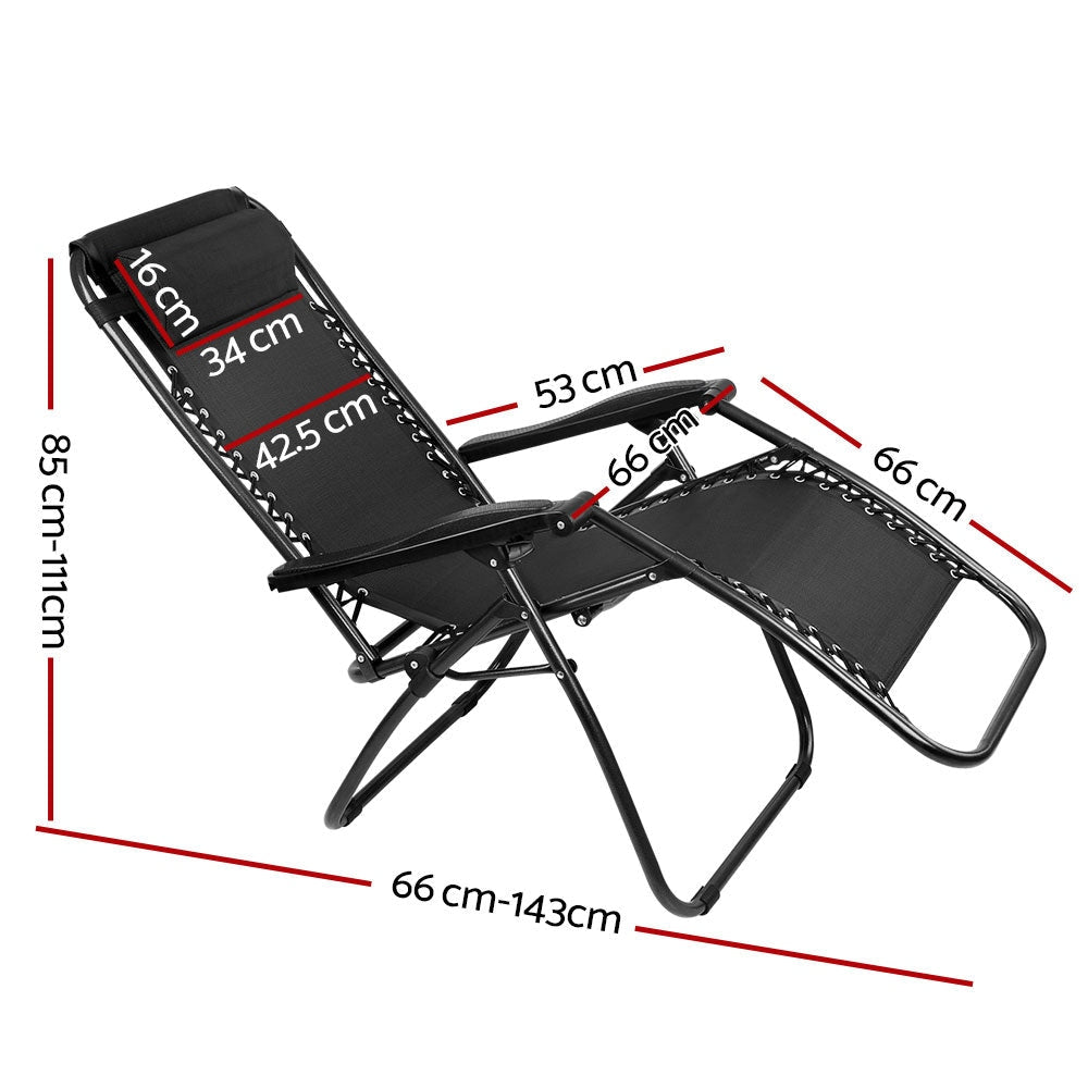 Outdoor Portable Recliner Relaxing Accent Zero Gravity Chair ArmChair - Black Furniture Fast shipping On sale