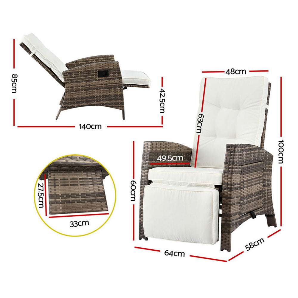 Outdoor Recliner Chairs Sun lounge Wicker Lounger Patio Furniture Adjustable Brown Fast shipping On sale