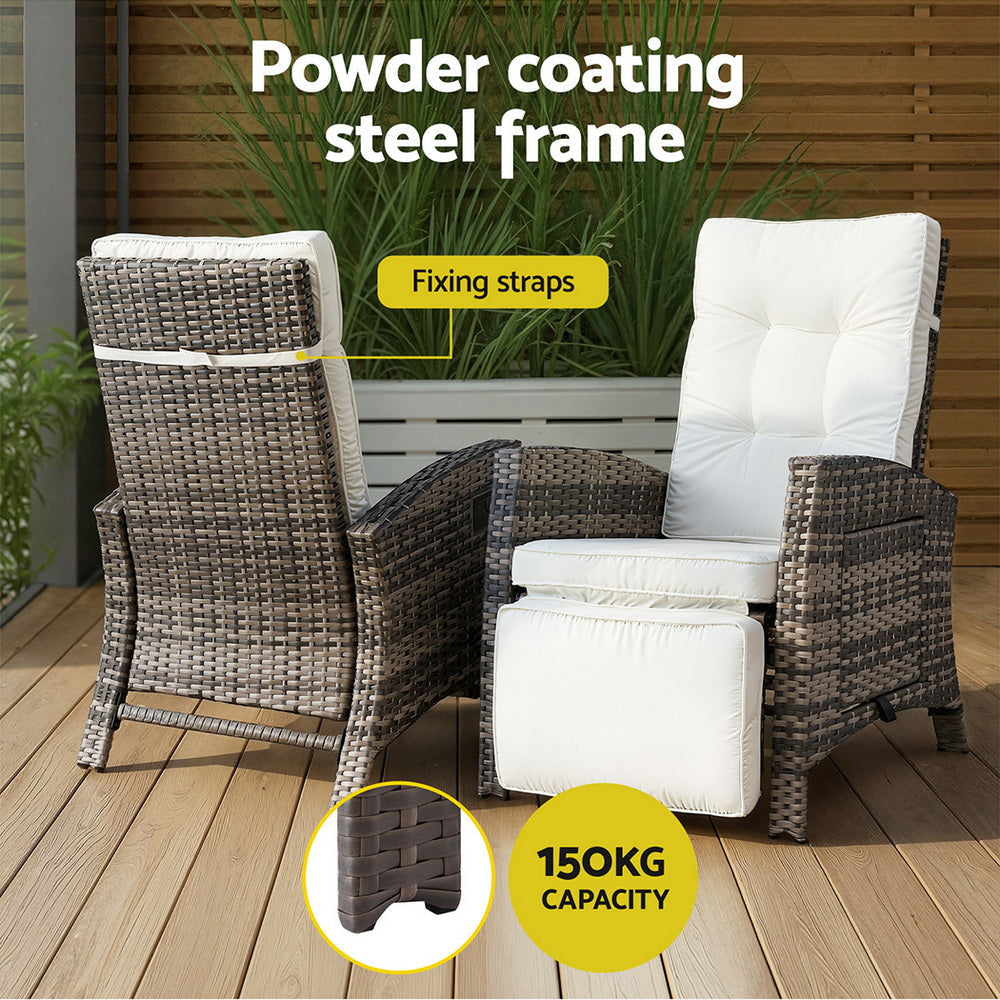 Outdoor Recliner Chairs Sun lounge Wicker Lounger Patio Furniture Adjustable Brown Fast shipping On sale