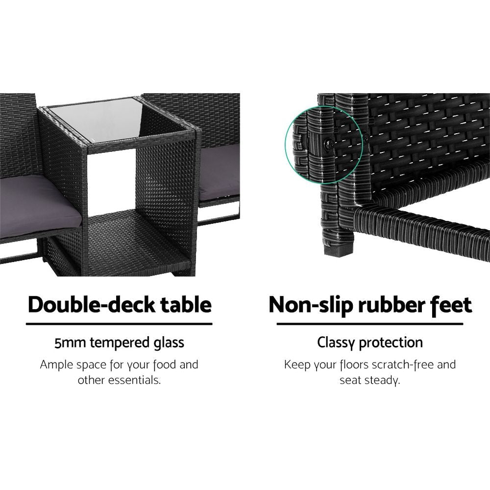 Outdoor Setting Wicker Loveseat Birstro Set Patio Garden Furniture Black Sets Fast shipping On sale