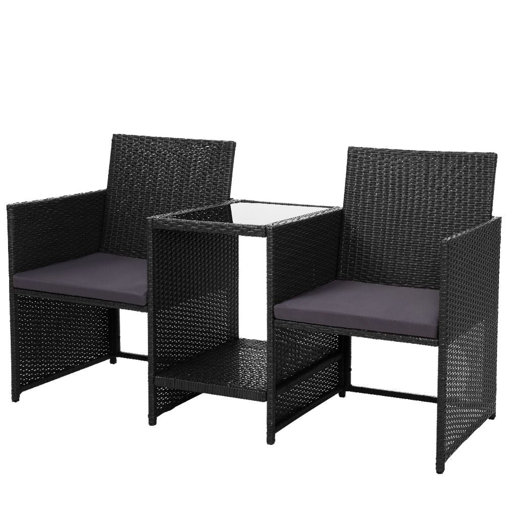 Outdoor Setting Wicker Loveseat Birstro Set Patio Garden Furniture Black Sets Fast shipping On sale