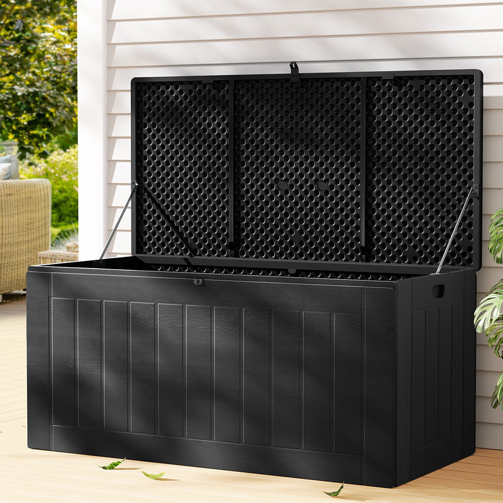 Outdoor Storage Box 830L Container Lockable Bench Tool Shed All Black Furniture Fast shipping On sale