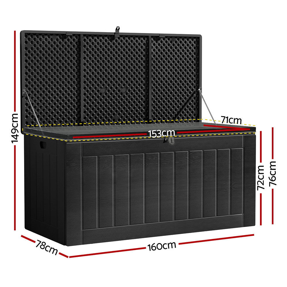 Outdoor Storage Box 830L Container Lockable Bench Tool Shed All Black Furniture Fast shipping On sale