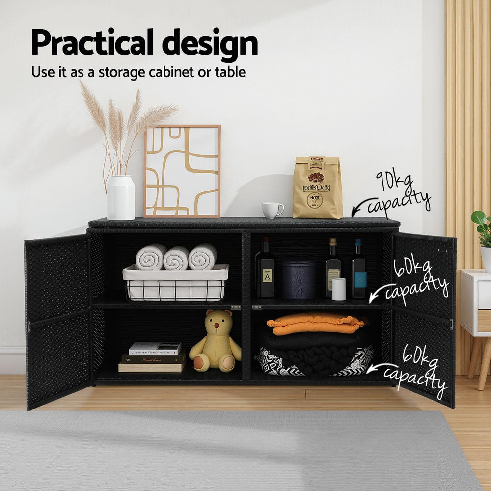 Outdoor Storage Cabinet Box Deck Wicker Shelf Chest Garden Shed Tools Black Furniture Fast shipping On sale