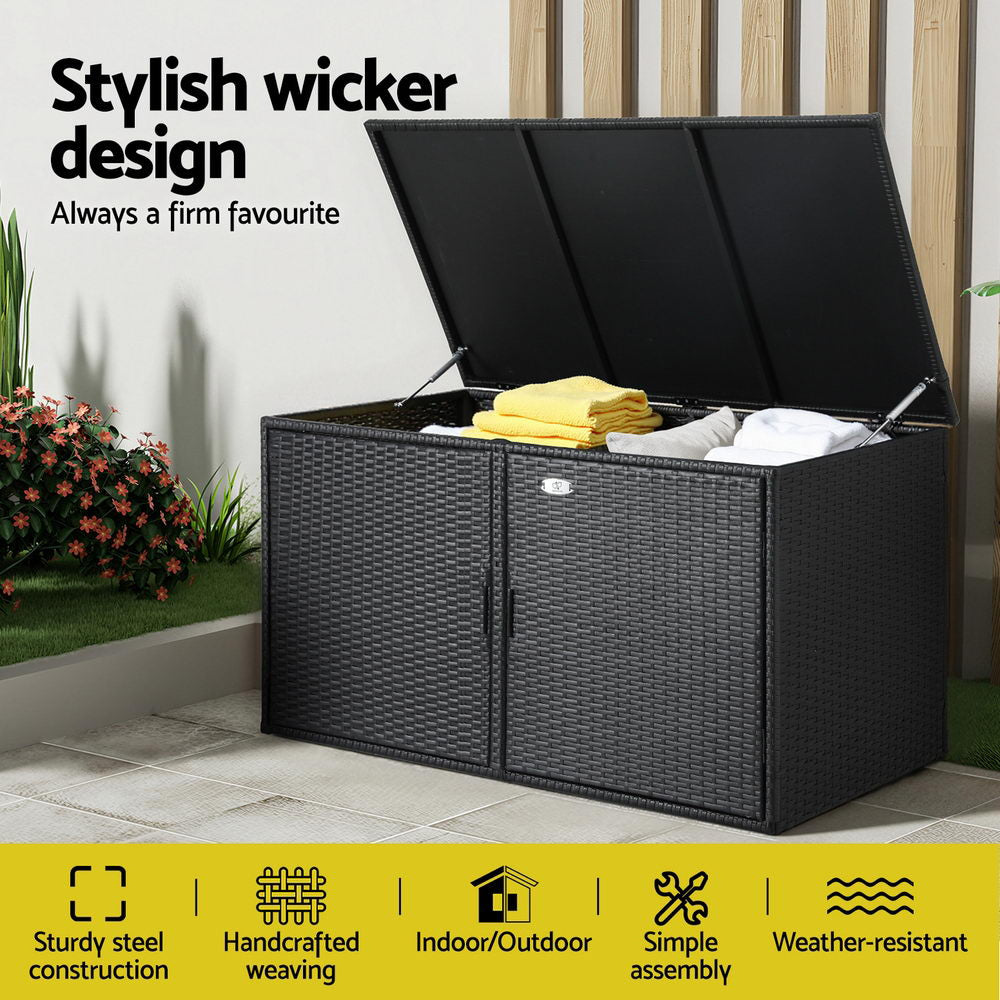 Outdoor Storage Cabinet Box Deck Wicker Shelf Chest Garden Shed Tools Black Furniture Fast shipping On sale