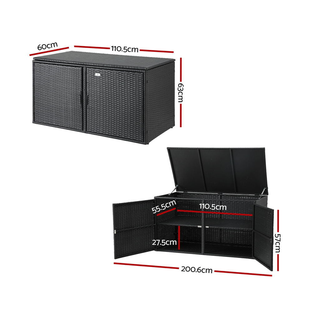 Outdoor Storage Cabinet Box Deck Wicker Shelf Chest Garden Shed Tools Black Furniture Fast shipping On sale