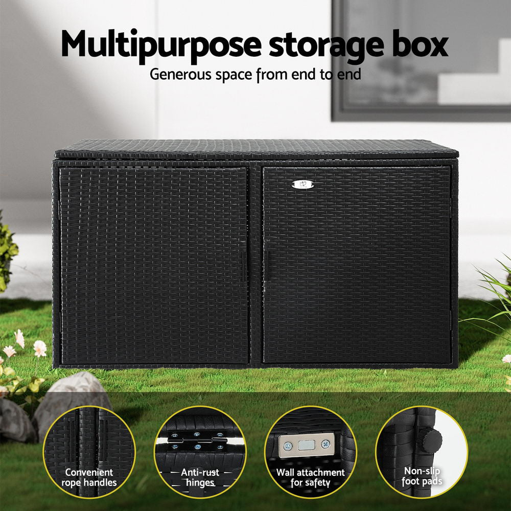 Outdoor Storage Cabinet Box Deck Wicker Shelf Chest Garden Shed Tools Black Furniture Fast shipping On sale